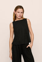 Load image into Gallery viewer, Organic Linen Knit Boat Neck Crop Tank Black
