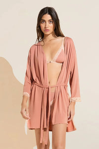 Flora TENCEL™ Modal 3/4 Sleeve Robe - Rouge Pink/Rose