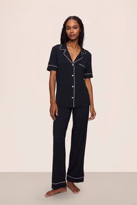 Gisele Modal Short Sleeve & Pant PJ Set Black/Sorbet Pink
