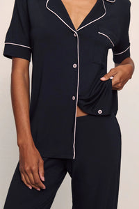 Gisele Modal Short Sleeve & Pant PJ Set Black/Sorbet Pink