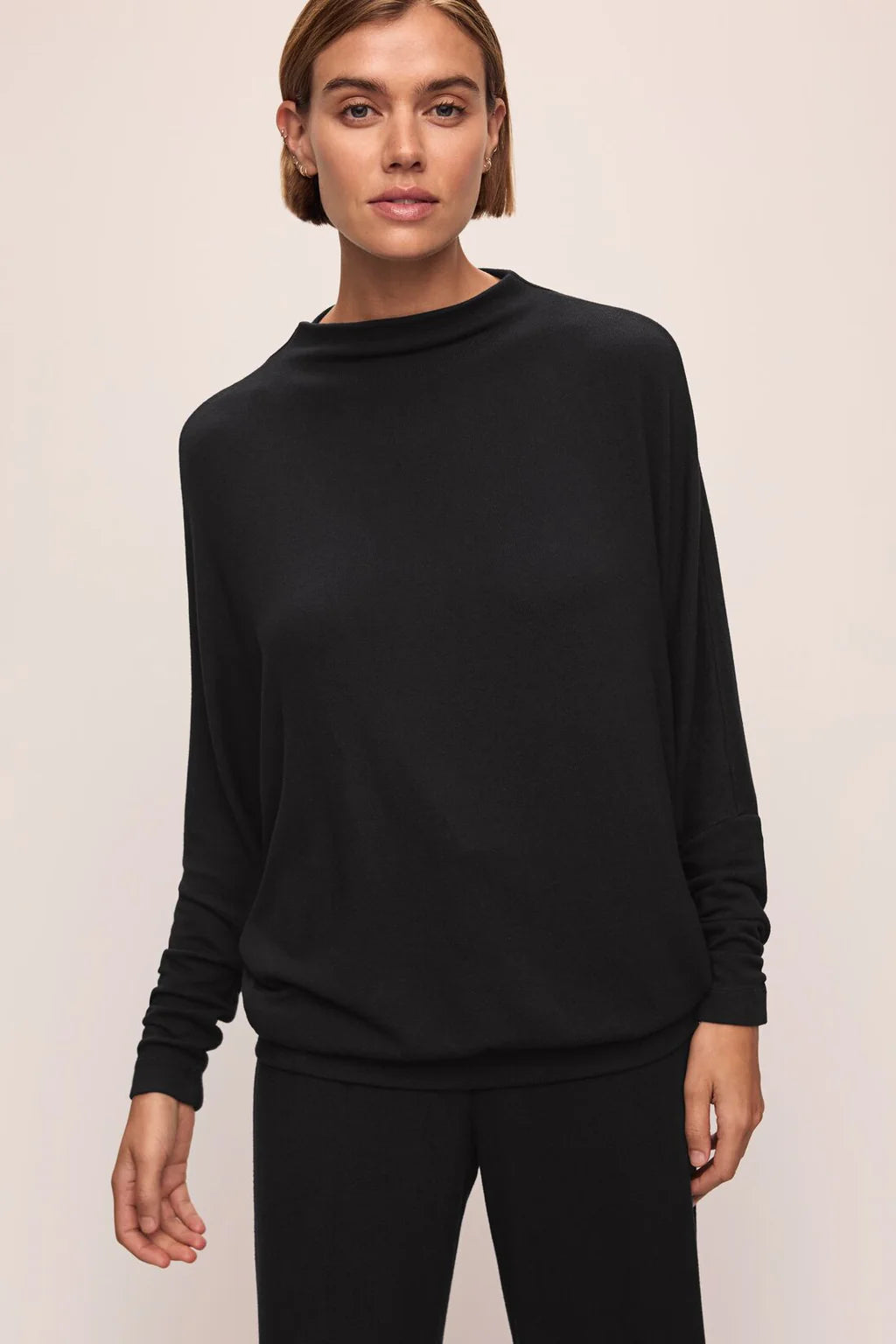 Cozy Time Mock Neck Pullover Black