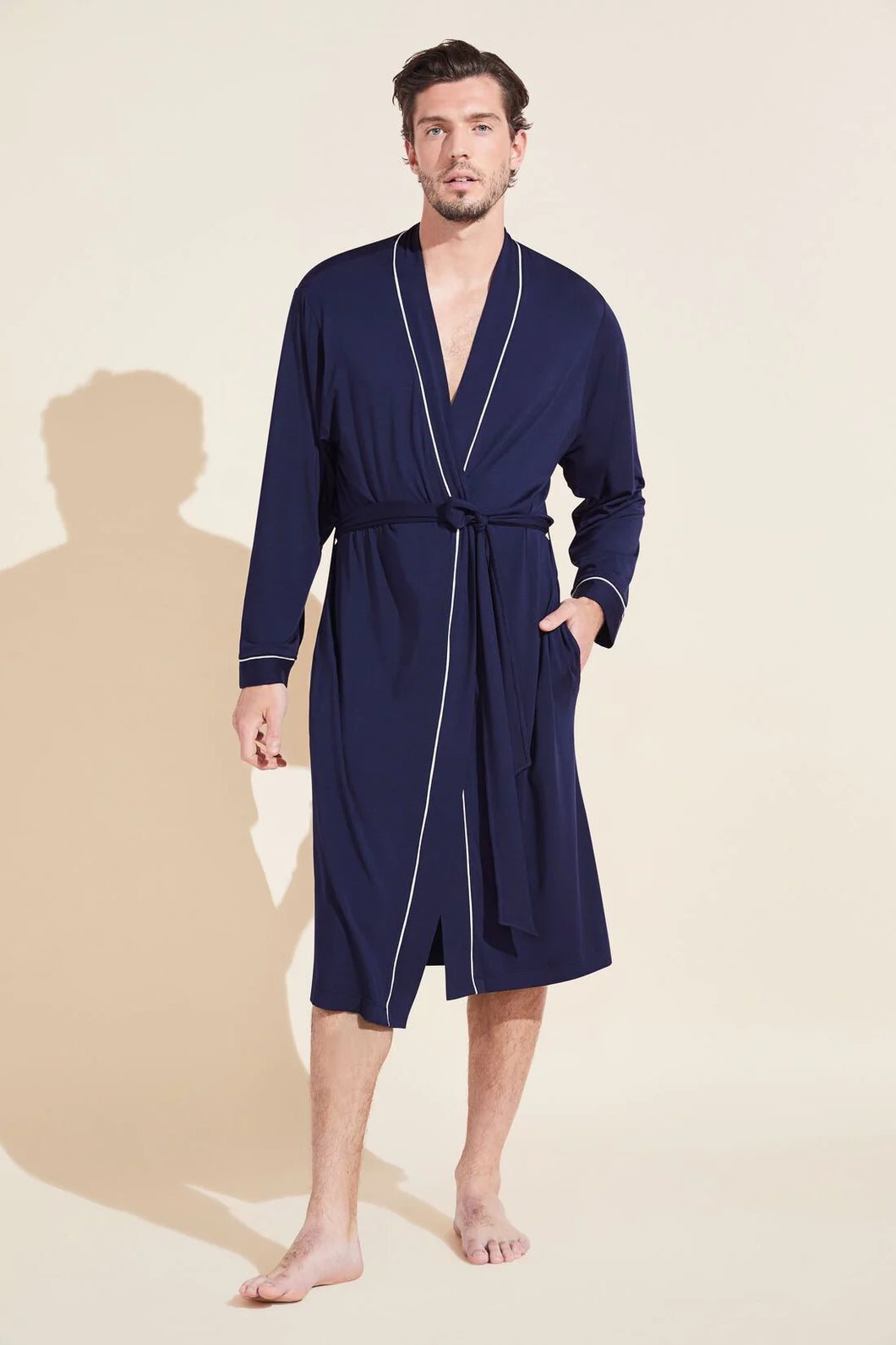 William TENCEL™ Modal Robe - True Navy/Ivory