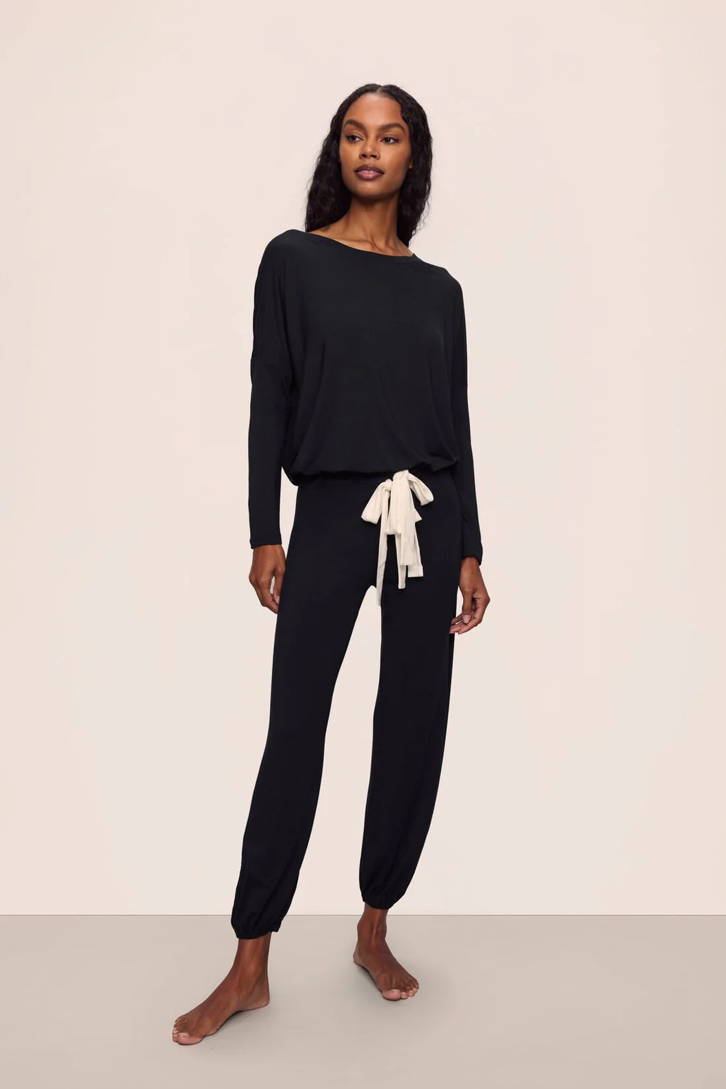 Gisele Modal Slouchy PJ Set Black/Ivory