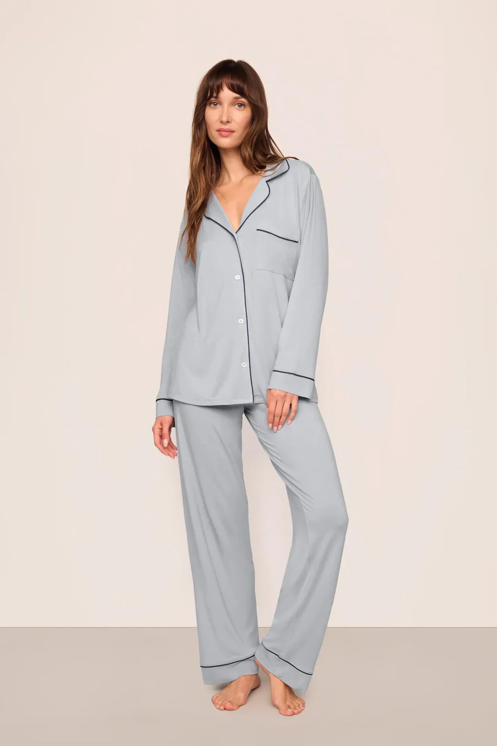 Gisele TENCEL™ Modal Long PJ Set Gray Dawn/Navy