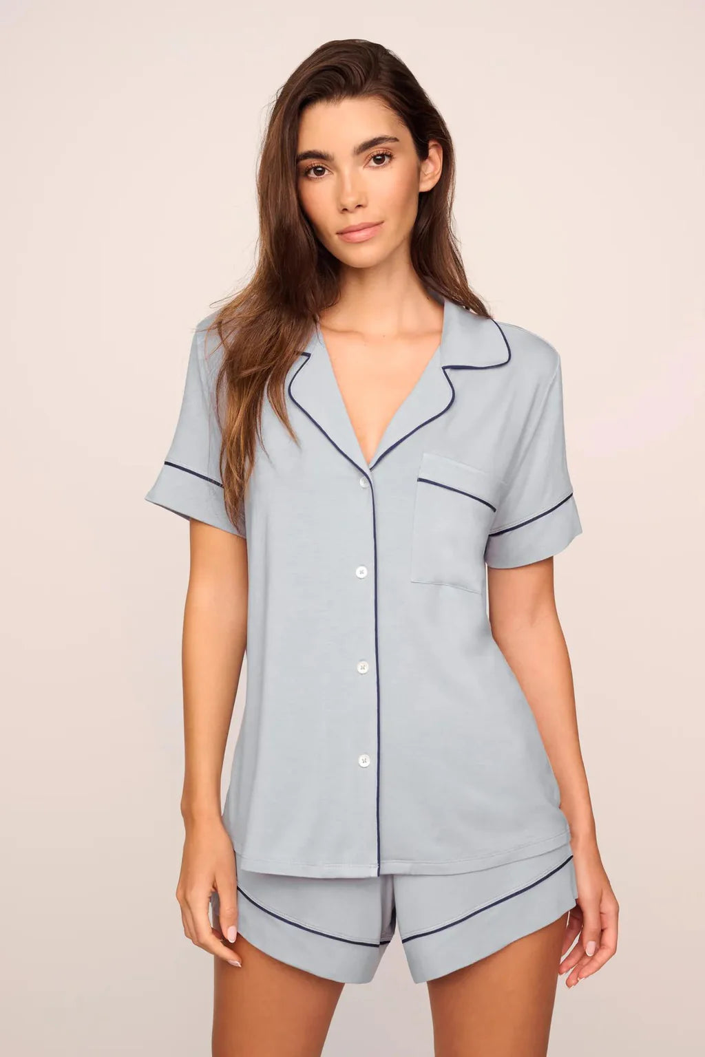 Gisele TENCEL™ Modal Relaxed Short PJ Set Gray Dawn/Navy