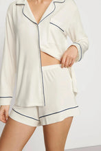 Load image into Gallery viewer, Gisele TENCEL™ Modal Long Sleeve Short PJ Set Ivory/Navy
