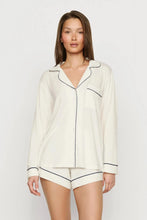 Load image into Gallery viewer, Gisele TENCEL™ Modal Long Sleeve Short PJ Set Ivory/Navy
