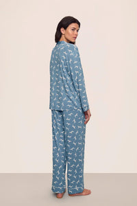 Gisele Printed TENCEL™ Modal Long PJ Set Dalmatian Faded Denim/Ivory