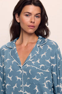Gisele Printed TENCEL™ Modal Long PJ Set Dalmatian Faded Denim/Ivory