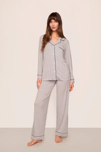 Gisele Printed TENCEL™ Modal Long PJ Set Geo Sphere Gray Dawn/Navy