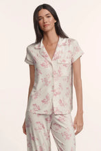 Load image into Gallery viewer, Gisele Printed TENCEL™ Modal Short Sleeve Cropped PJ Set Rose Garden Cameo Pink/Pale Pink
