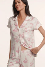 Load image into Gallery viewer, Gisele Printed TENCEL™ Modal Short Sleeve Cropped PJ Set Rose Garden Cameo Pink/Pale Pink
