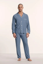 Load image into Gallery viewer, William Printed TENCEL™ Modal Long PJ Set Duo Stripe Slate Blue/Ivory
