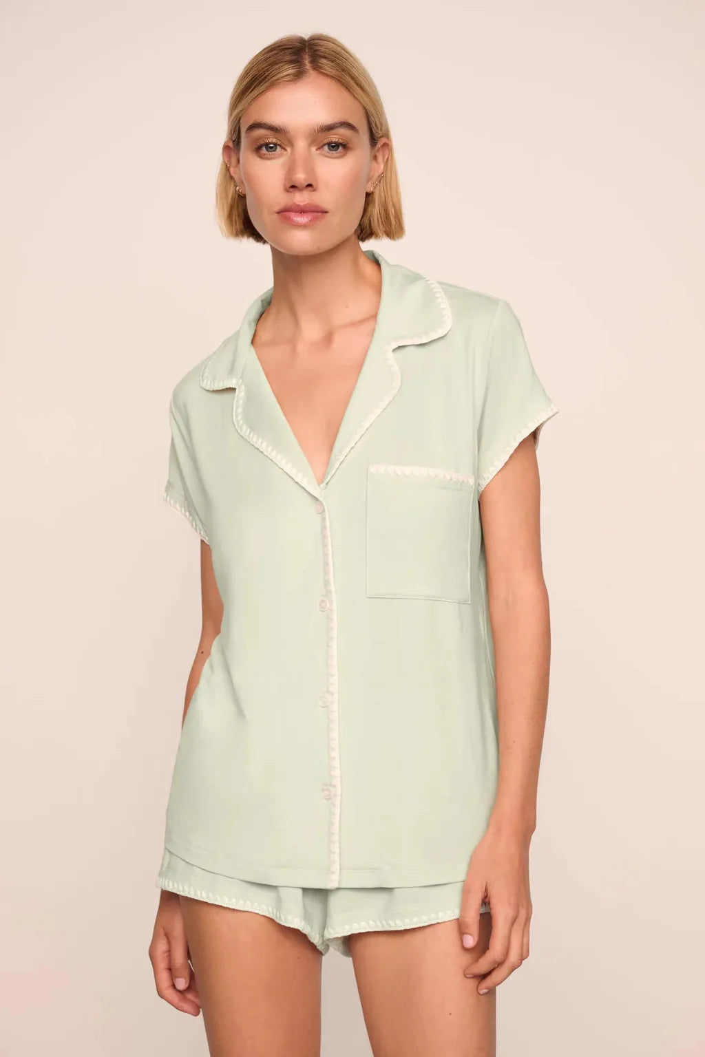 Frida TENCEL™ Modal Shortie Short PJ Set Mint Cream/Ivory