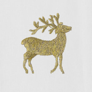 Reindeer Gold Hand Towel - White Cotton