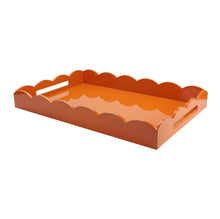 Load image into Gallery viewer, Orange Large Lacquered Scallop Ottoman Tray

