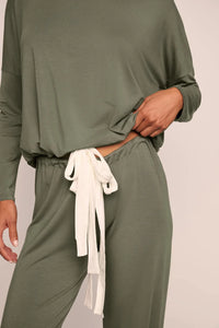Gisele TENCEL™ Modal Slouchy PJ Set Smokey Olive/Ivory
