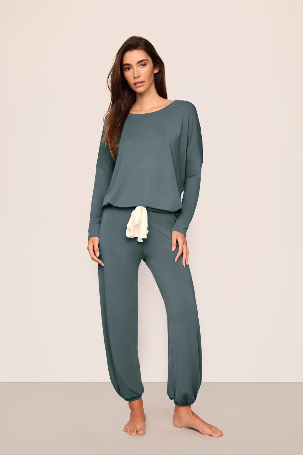 Gisele TENCEL™ Modal Slouchy PJ Set Stone Blue/Ivory