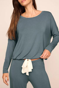 Gisele TENCEL™ Modal Slouchy PJ Set Stone Blue/Ivory