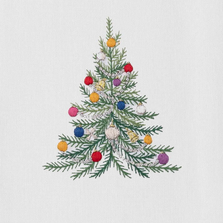 Holiday Tree Hand Towel-White Cotton