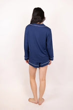 Load image into Gallery viewer, Gisele TENCEL™ Modal Long Sleeve Short PJ Set Navy/Ivory
