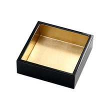 Load image into Gallery viewer, Lacquer Cocktail Napkin Holder in Black &amp; Gold - 1 Each
