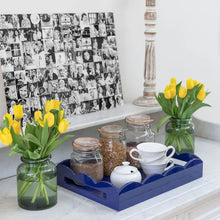Load image into Gallery viewer, Navy Medium Lacquered Scallop Serving Tray
