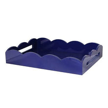 Load image into Gallery viewer, Navy Medium Lacquered Scallop Serving Tray
