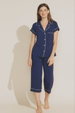 Load and play video in Gallery viewer, Gisele TENCEL™ Modal Short Sleeve Cropped PJ Set - Navy/Ivory
