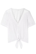 Load image into Gallery viewer, Tropea knotted printed stretch-modal jersey pajama top
