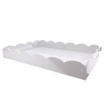 Load image into Gallery viewer, White Large Lacquered Scallop Ottoman Tray
