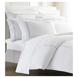 Cable Embroidered Percale Duvet Cover