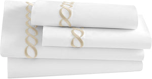 Cable Embroidered Percale Flat Sheet