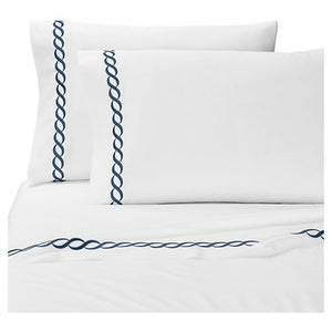 Cable Embroidered Percale Pillowcase Set of 2
