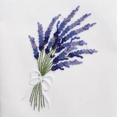 Lavender Hand Towel - White Cotton