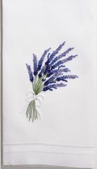 Lavender Hand Towel - White Cotton