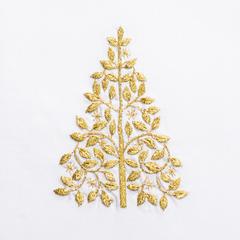 Mod Tree Gold Hand Towel - White Cotton