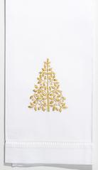 Mod Tree Gold Hand Towel - White Cotton