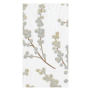 Berry Branches Paper Guest Towel Napkins in White & Silver - 15 Per Package