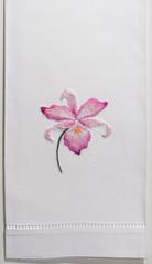 Orchid Gala Hand Towel - White Cotton