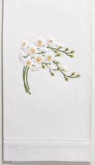 Orchid Spray White Hand Towel - White Cotton