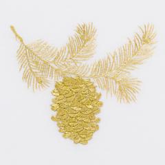 Pinecone Gold Hand Towel - White Cotton