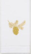 Load image into Gallery viewer, Pinecone Gold Hand Towel - White Cotton
