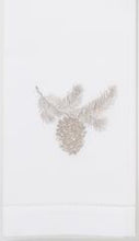 Load image into Gallery viewer, Pinecone Silver Hand Towel - White Cotton
