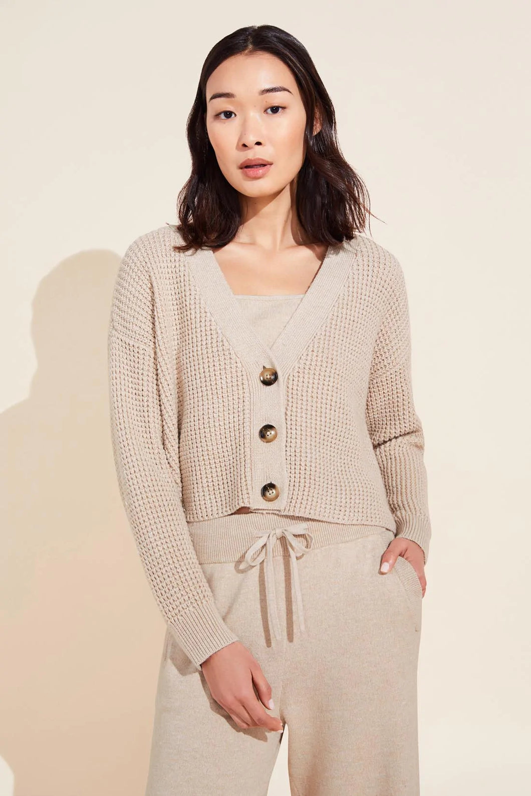 Recycled Sweater Cropped Cardigan - Oat