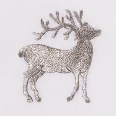 Reindeer Silver Hand Towel - White Cotton