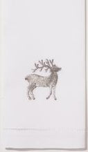 Load image into Gallery viewer, Reindeer Silver Hand Towel - White Cotton
