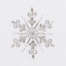 Load image into Gallery viewer, Snowflake Silver Hand Towel - White Cotton
