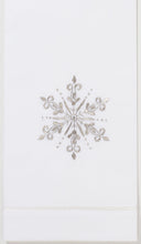 Load image into Gallery viewer, Snowflake Silver Hand Towel - White Cotton
