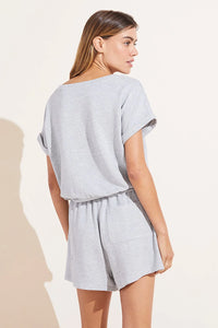Softest Sweats Plush TENCEL™ Short Sleeve Top - Heather Grey